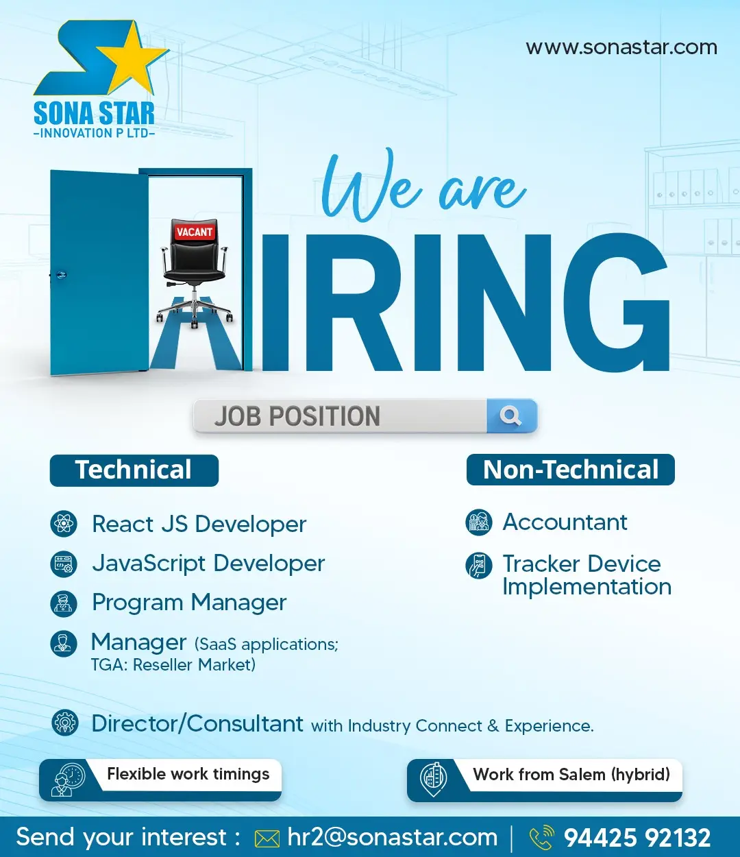 Job Vacancy in Sona Star Innovation Pvt Ltd. - Events